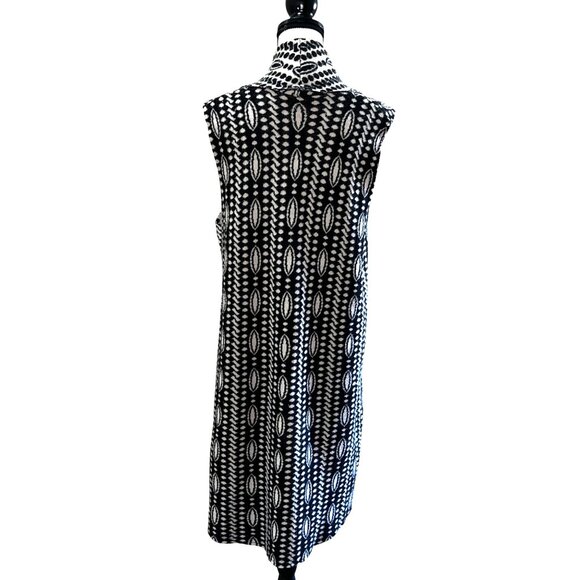 Anthropologie Moth Black/White Patterned Wool Blend Sleeveless Cardigan Size PML - Picture 3 of 6